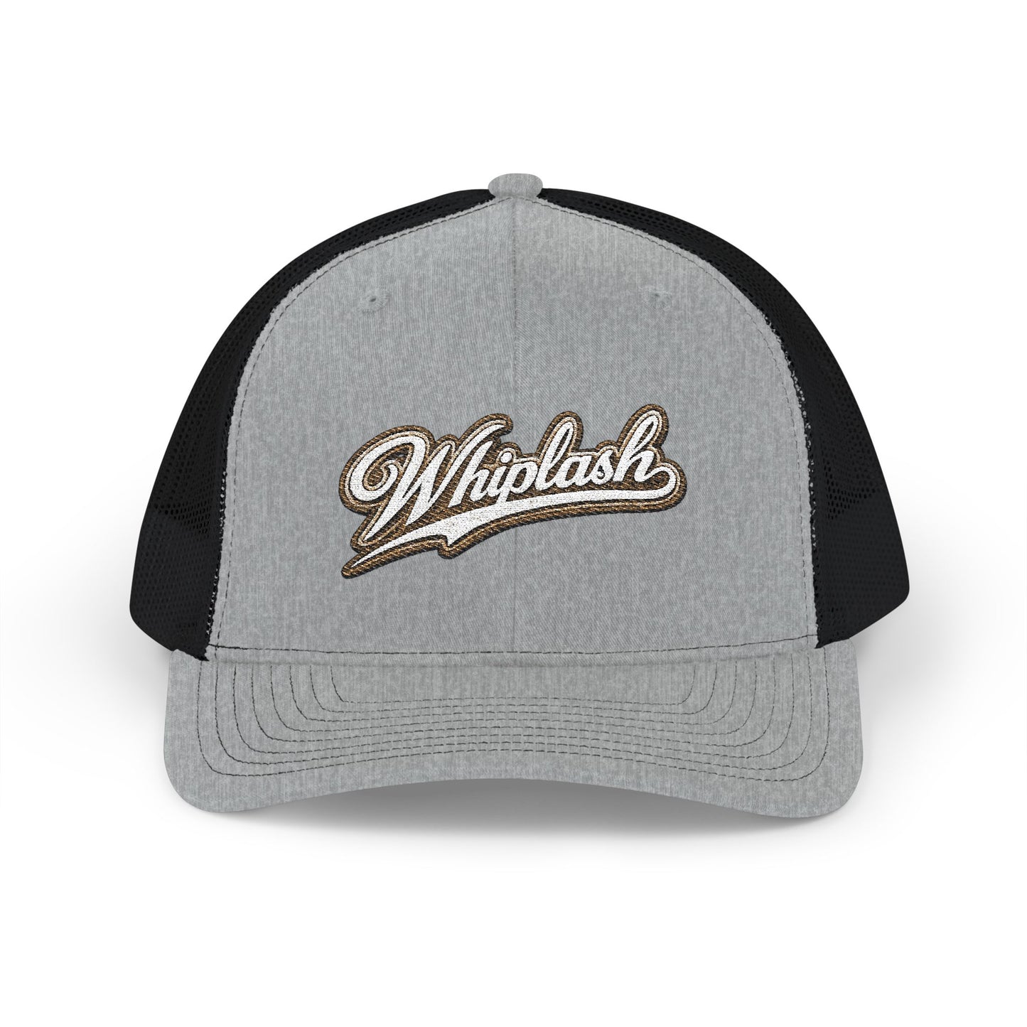 Whiplash Script Snapback Trucker Cap — Retro Baseball Mesh Hat