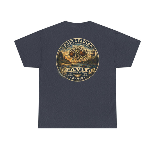 Whiplash Pastafarian T-Shirt — Vintage Hayward, WI Ramen Graphic Tee
