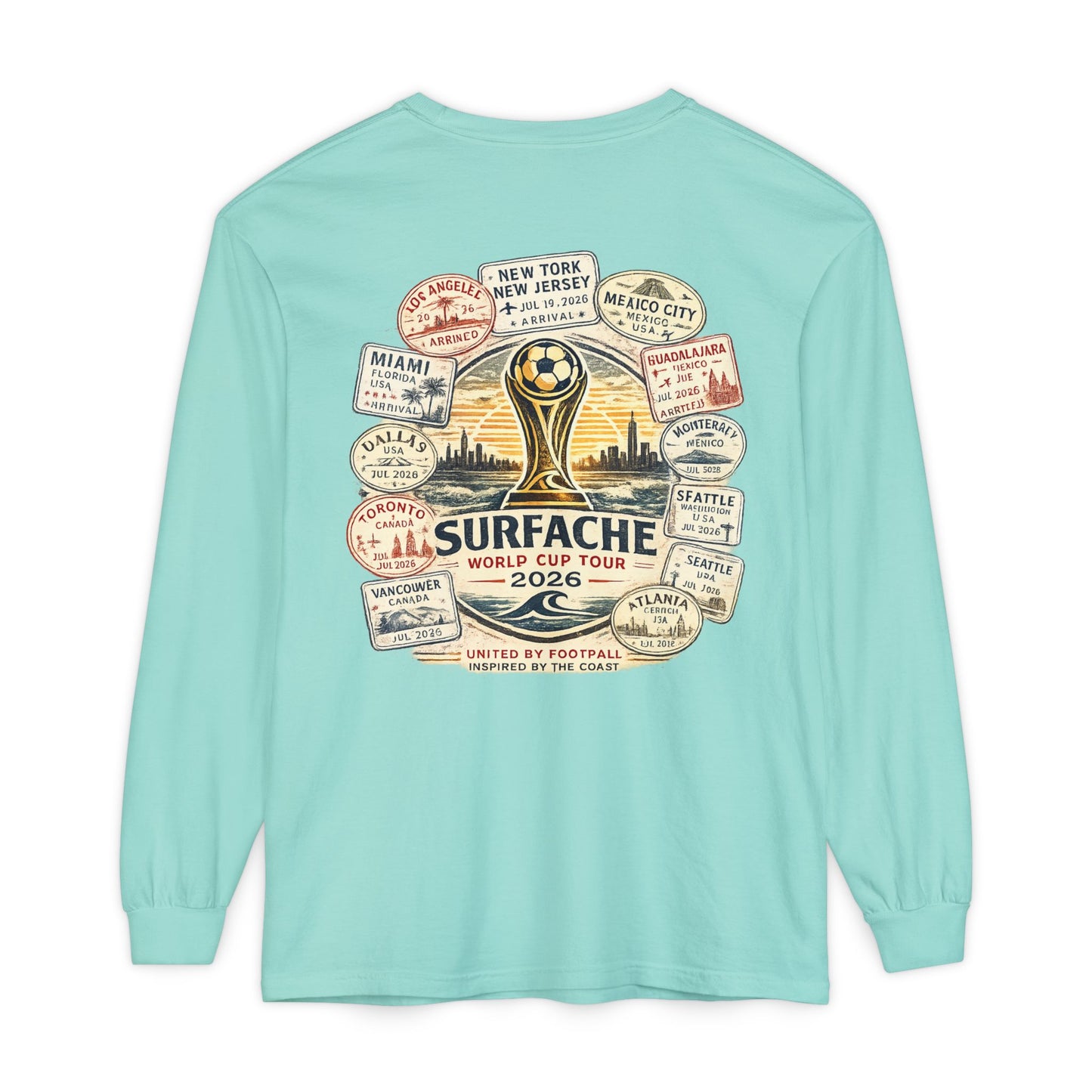 Surfache Passport Edition World Cup Tour Long Sleeve Tee — Soccer Travel Graphic