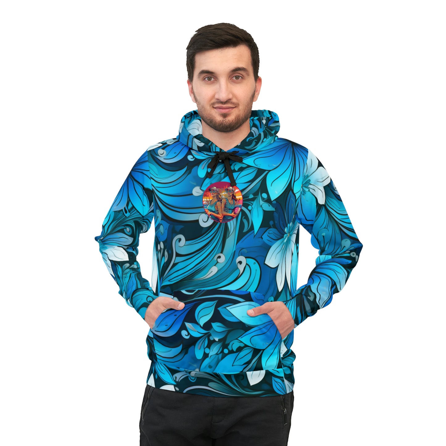 Surface Beach Volleyball Club Floral Logo Sublimated Designer Athletic Hoodie