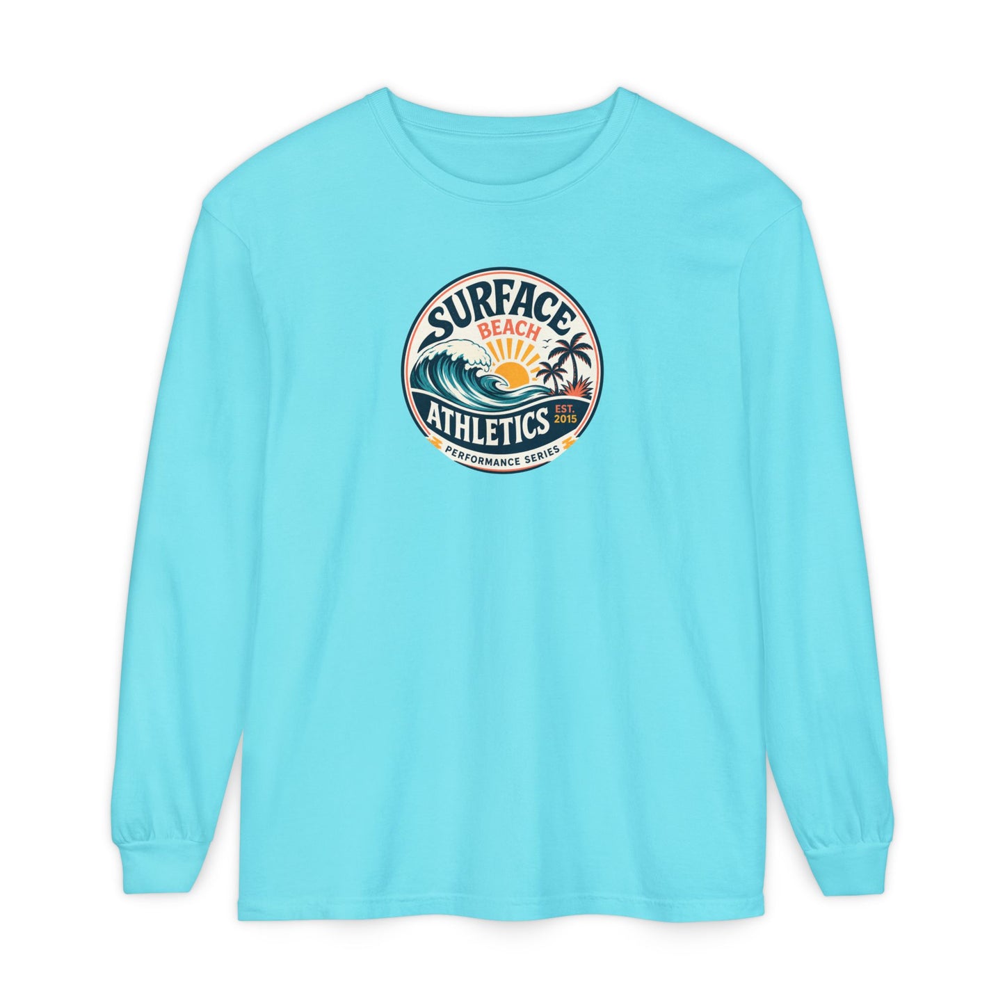 Surface Beach Athletics Long Sleeve Tee — Surf Waves Sunset Graphic