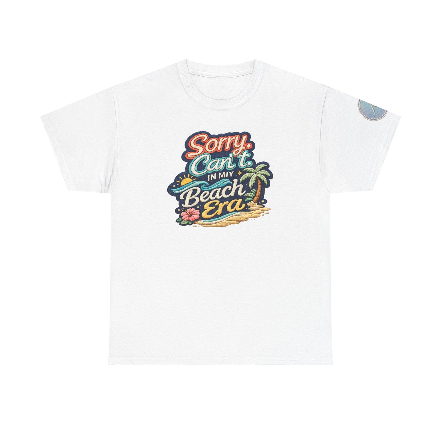 Sorry Can't, In My Beach Era — Retro Tropical Palm Beach Vacation T‑Shirt