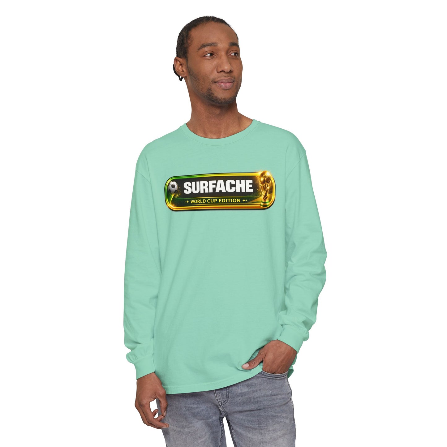 Surfache World Cup Soccer Long Sleeve Tee — "Surface" Front & "Pausa de Hidratación" Back