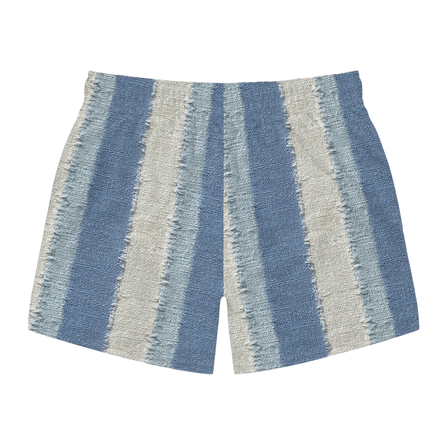 Surfache Striped Blue Swim Trunks — Casual Surf Logo Beach Shorts