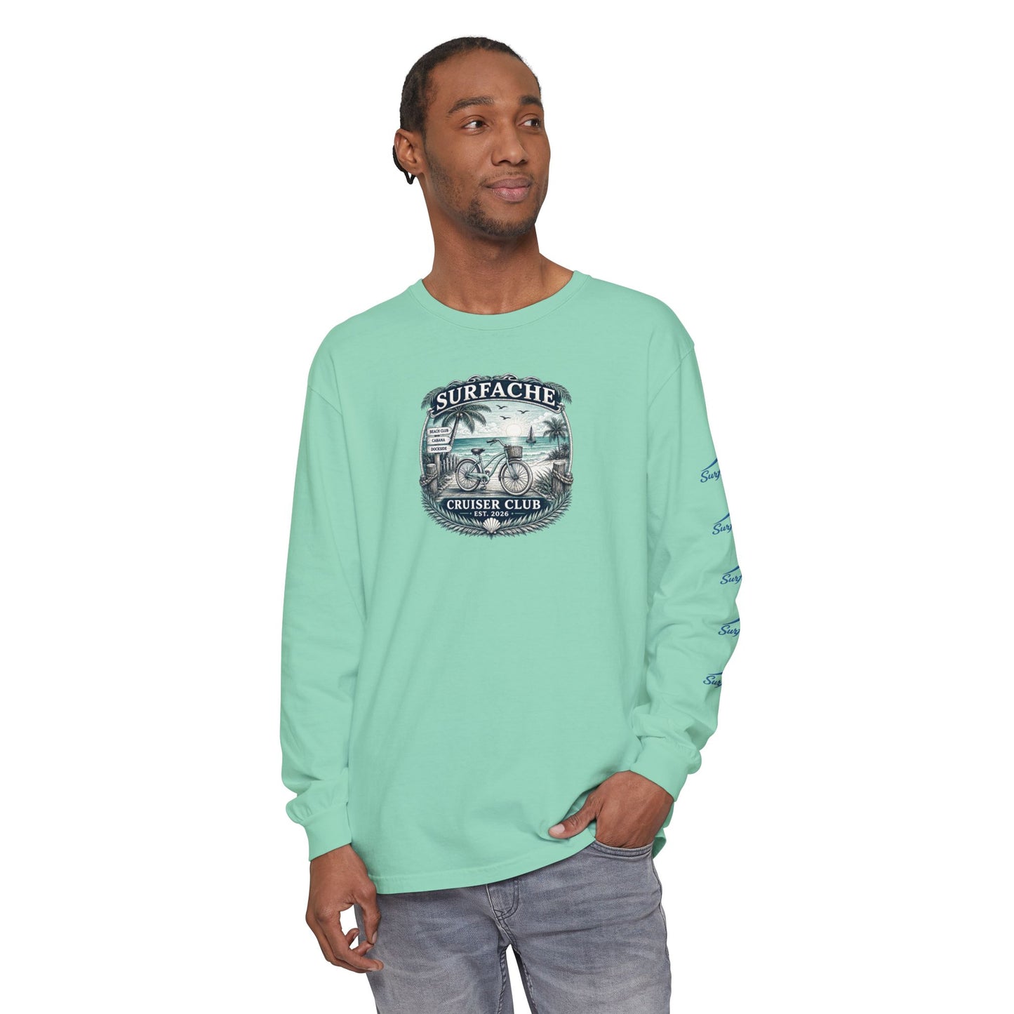 Surfache Cruiser Club Long Sleeve T-Shirt — Bike & Beach Graphic