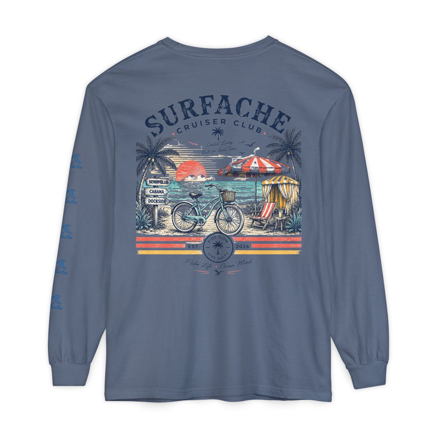 Surfache Cruiser Club Long Sleeve T-Shirt — Bike & Beach Graphic