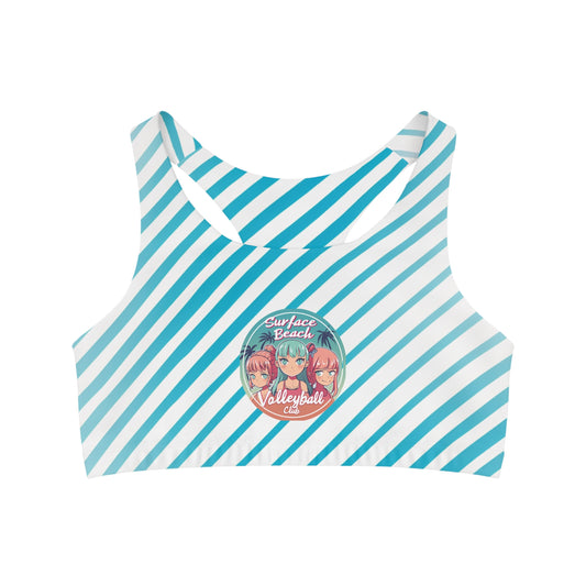 Kawaii Style Surface Beach Volleyball Club Seamless Sports Bra (AOP)