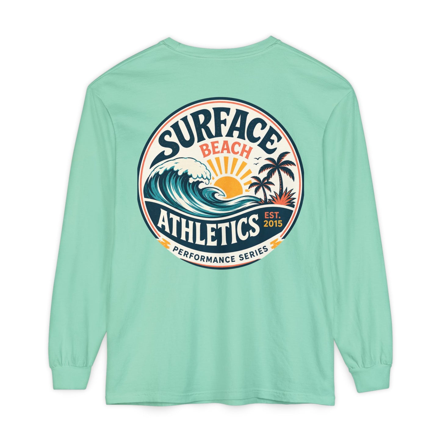 Surface Beach Athletics Long Sleeve Tee — Surf Waves Sunset Graphic