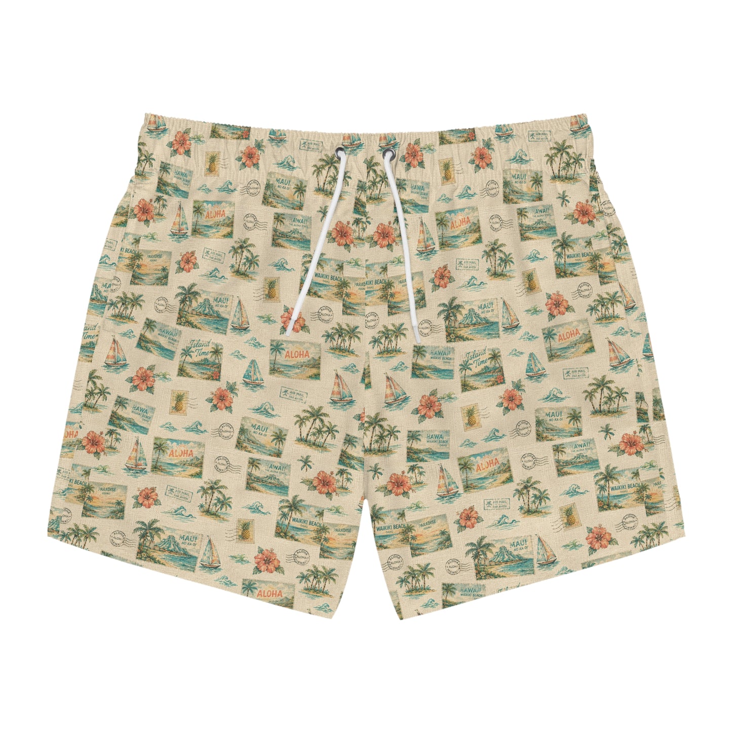 Vintage Postcard Hawaiian Swim Trunks