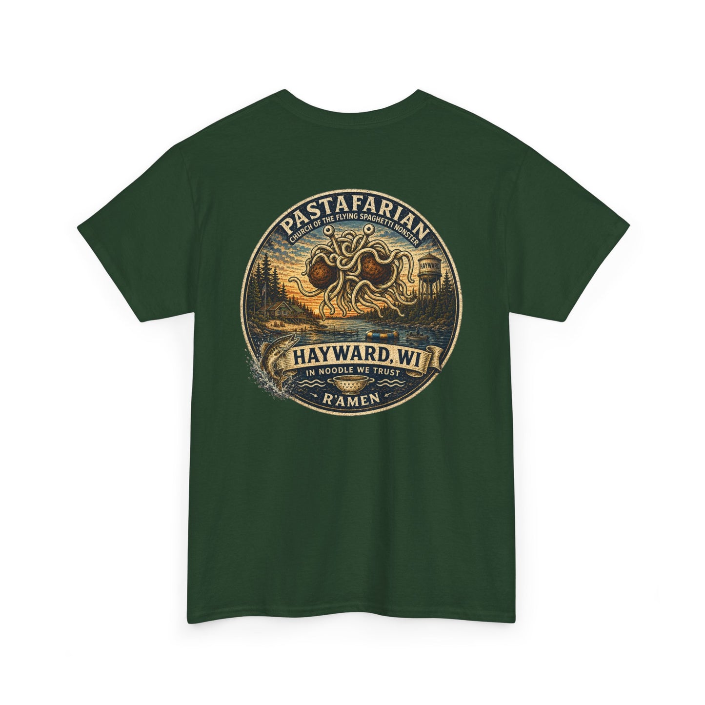 Whiplash Pastafarian T-Shirt — Vintage Hayward, WI Ramen Graphic Tee