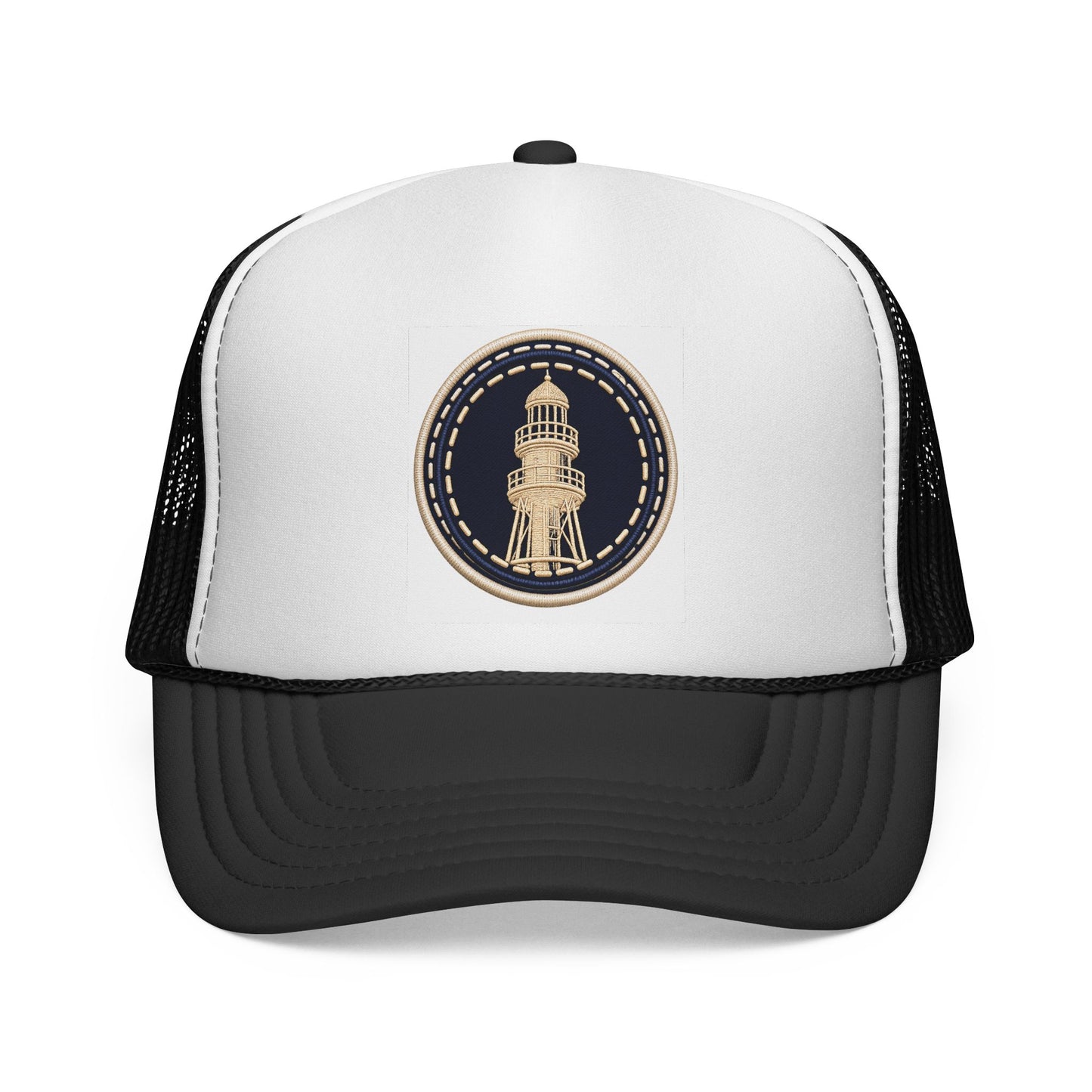 Surfache Lighthouse Patch Trucker Cap — Vintage Nautical Mesh Hat