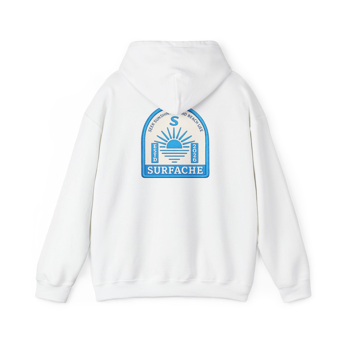 Surfache Vintage Badge Hoodie — Coastal Sunset Surf Brand Sweatshirt