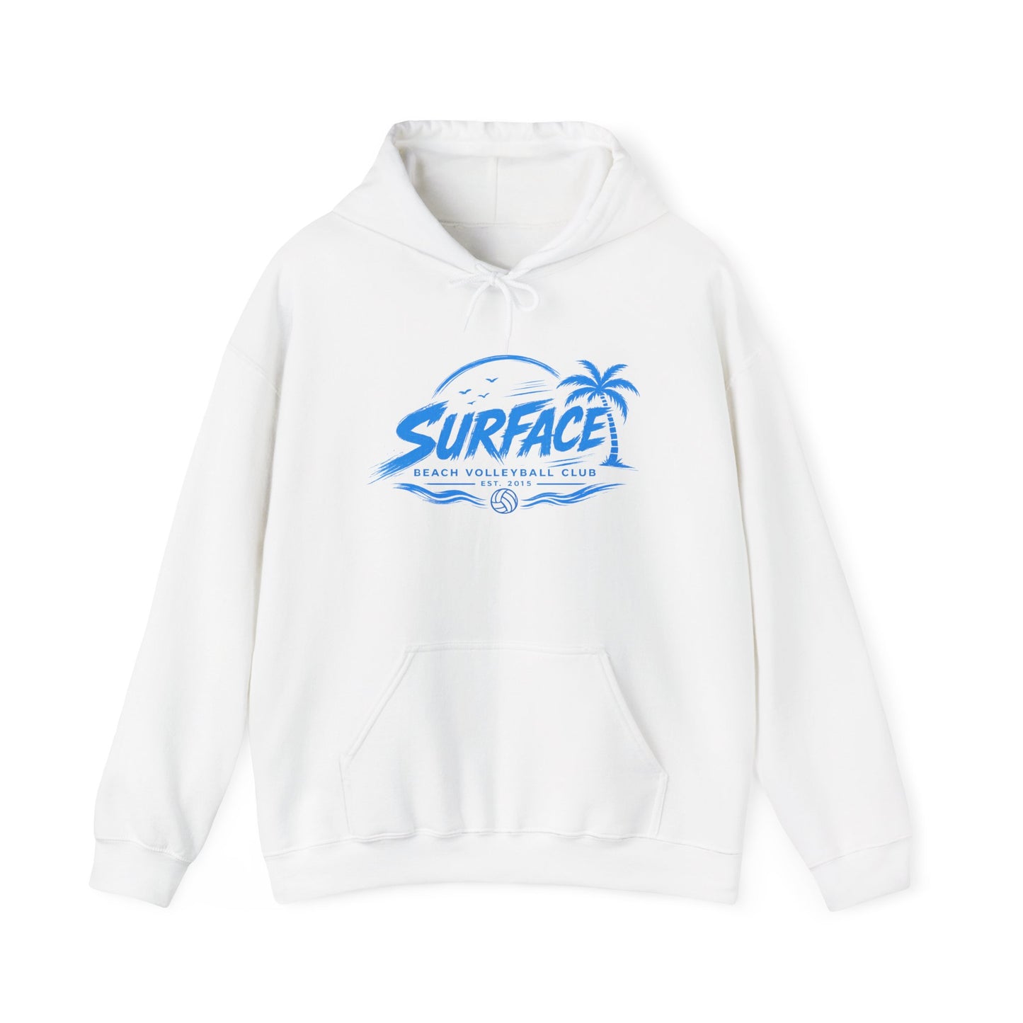 Hoodie — 'Surface Beach Volleyball Club' Retro Palm Surf Logo