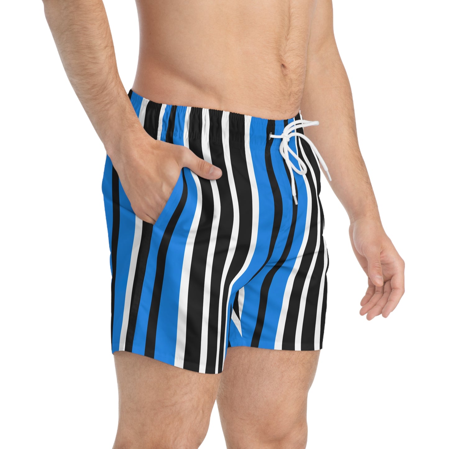 M1 Volleyball Club Striped Modern Swim Trunks