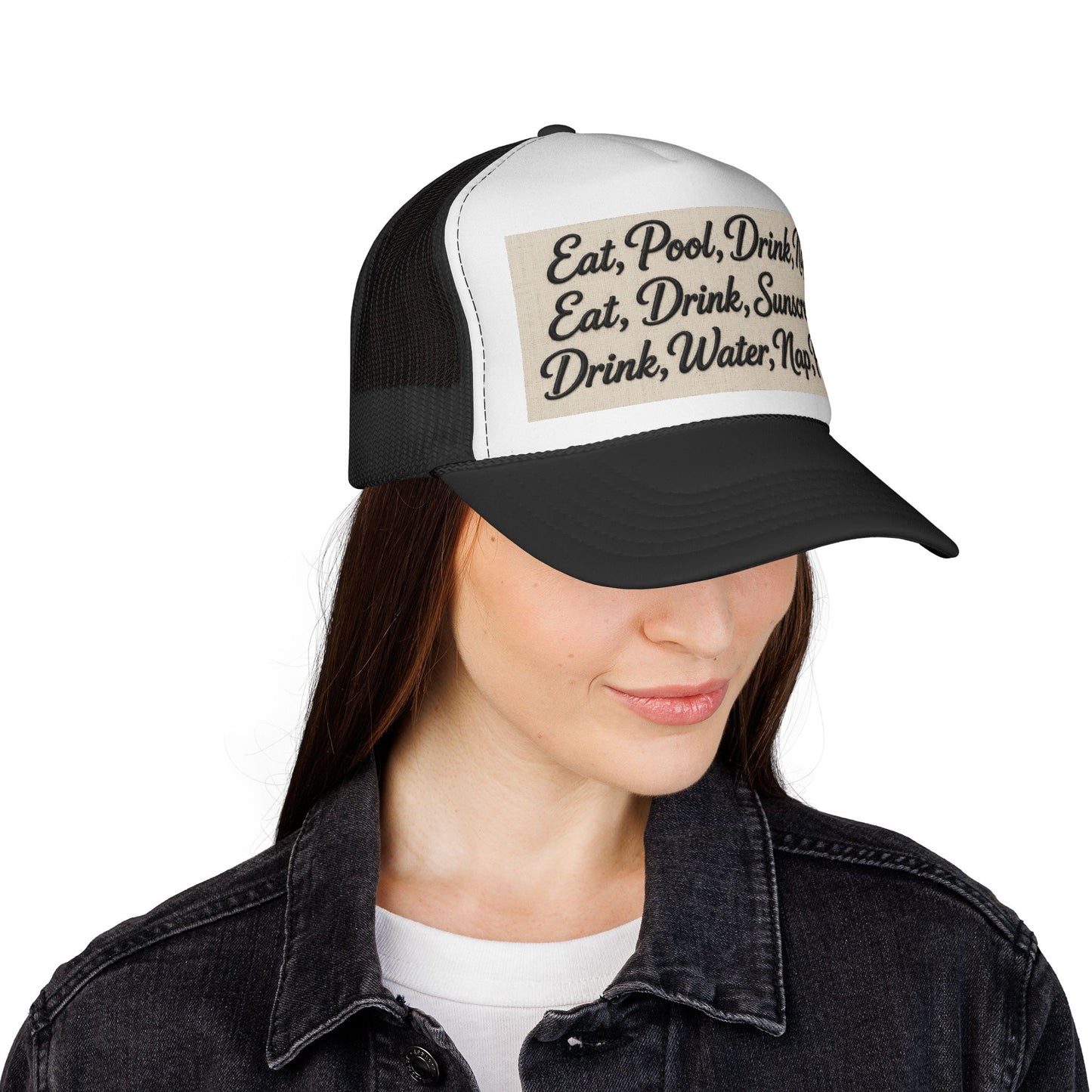 Surfache Trucker Cap - "Eat, Pool, Drink, Nap..." Funny Summer Routine Mesh Hat