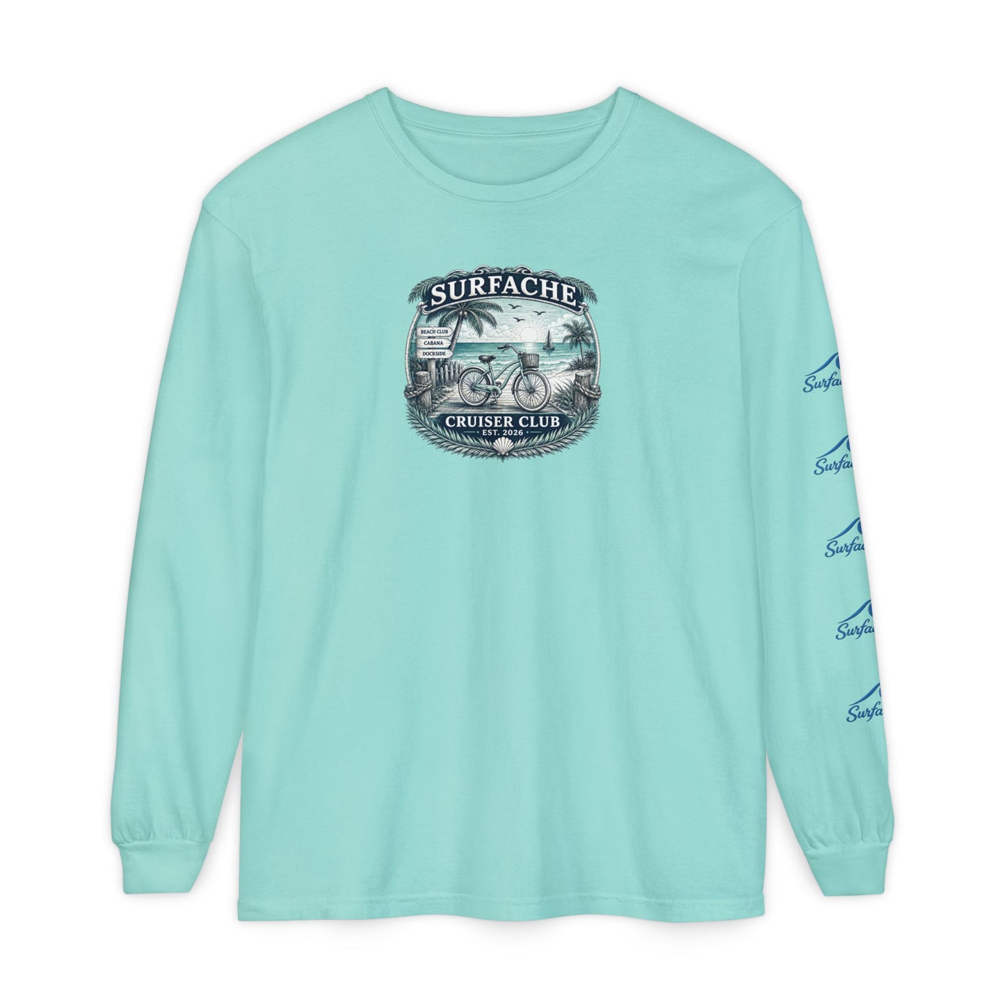 Surfache Cruiser Club Long Sleeve T-Shirt — Bike & Beach Graphic