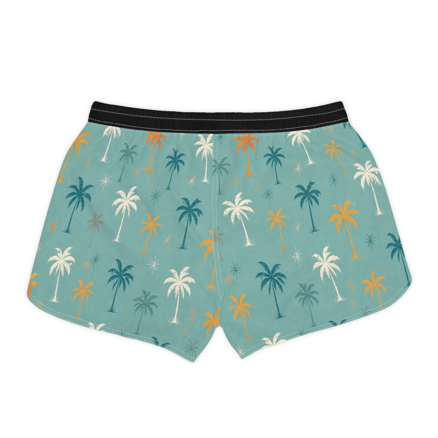 Palm Print Lounge Shorts — Teal Tropical Women's Casual Shorts