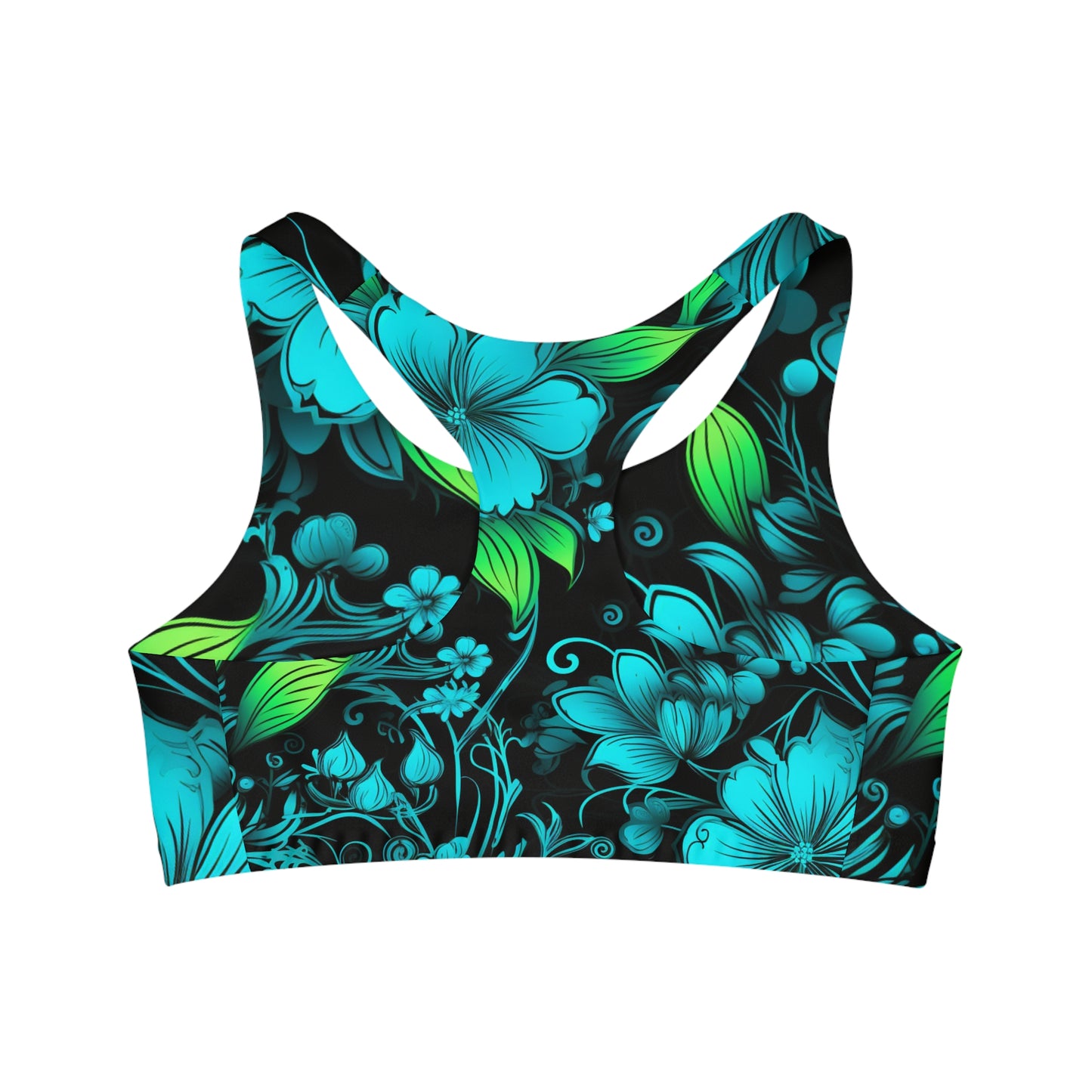 Mascot Surface Beach Volleyball Club Floral Logo Seamless Sports Bra (AOP)