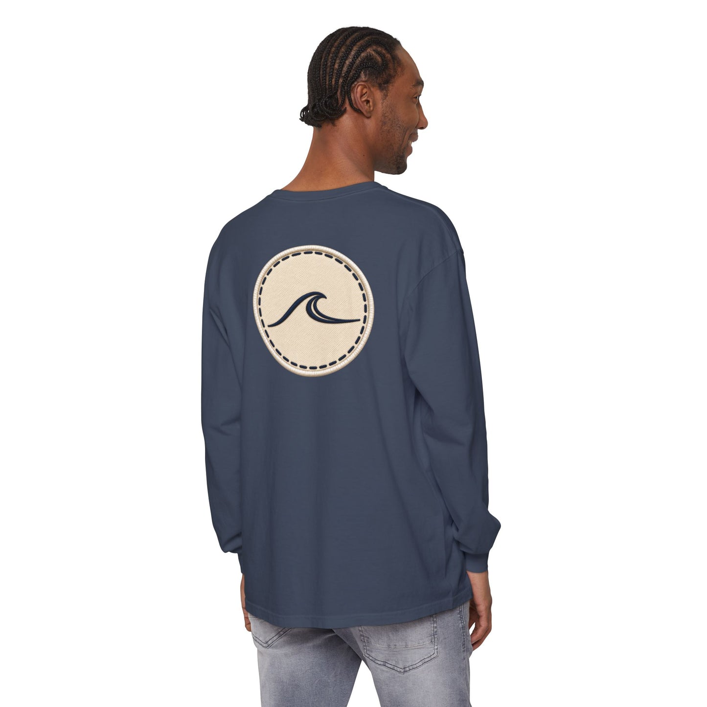 Surfache Long Sleeve T-Shirt — Script Logo Front & Wave Patch Back