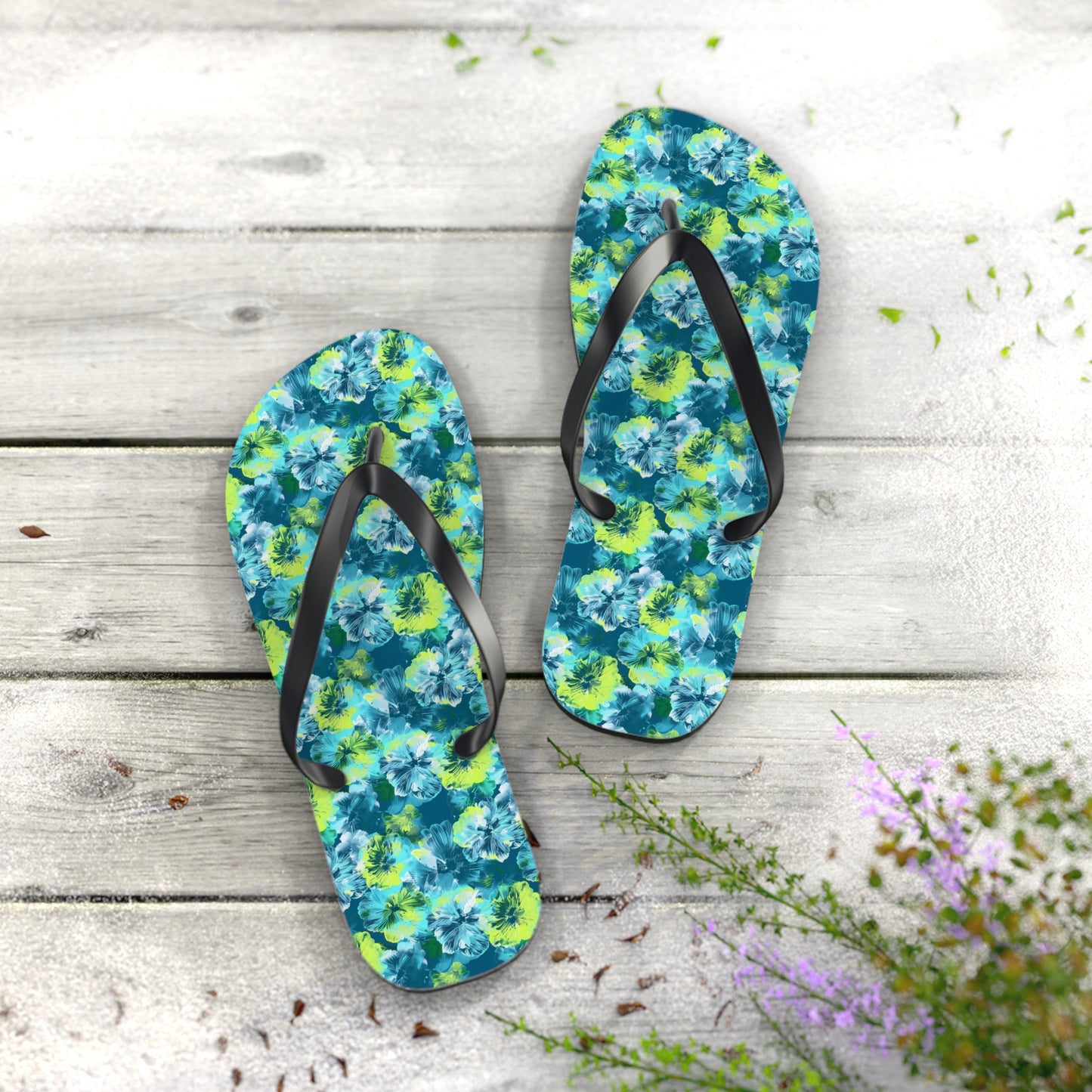 Floral Surface Beach Volleyball Club Designer Flip Flops