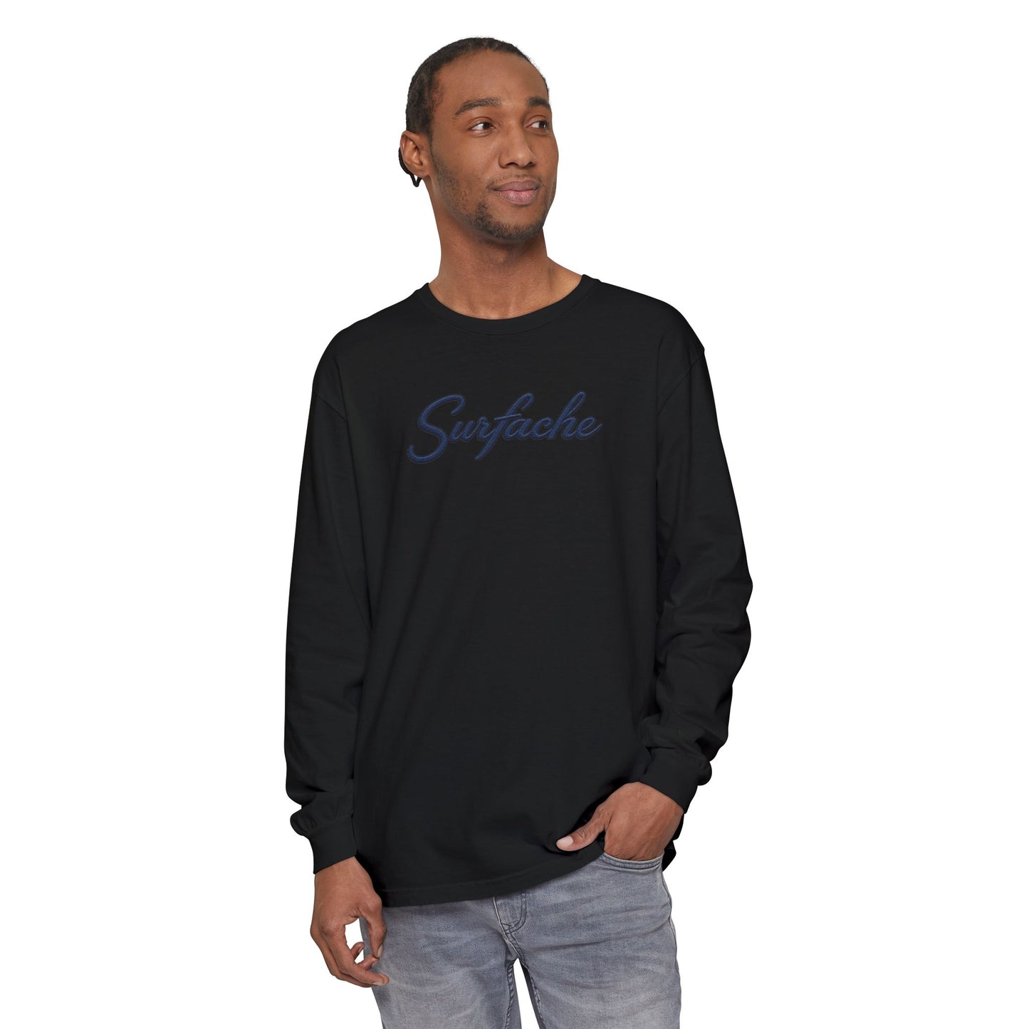 Surfache Long Sleeve T-Shirt — Script Logo Front & Wave Patch Back
