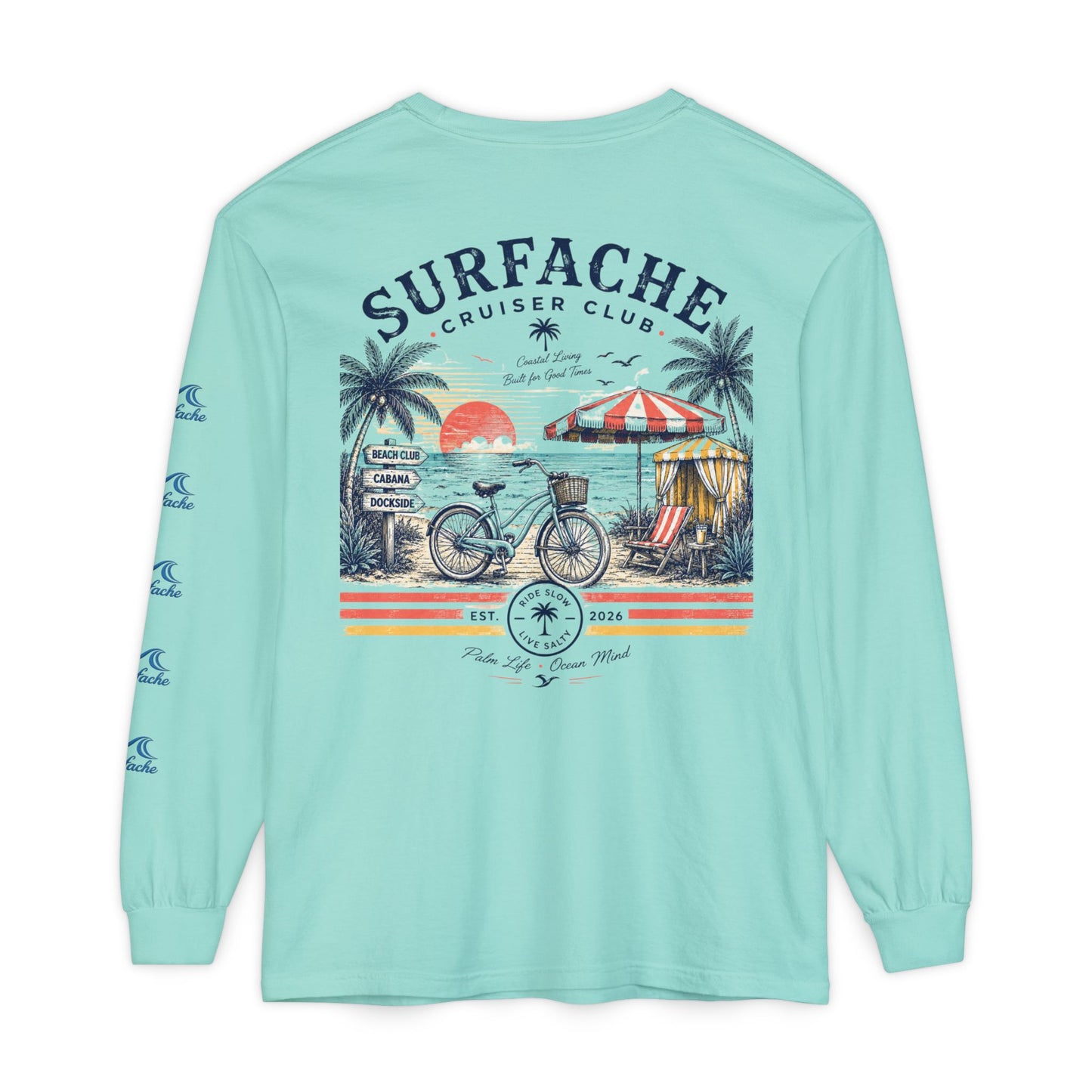 Surfache Cruiser Club Long Sleeve T-Shirt — Bike & Beach Graphic