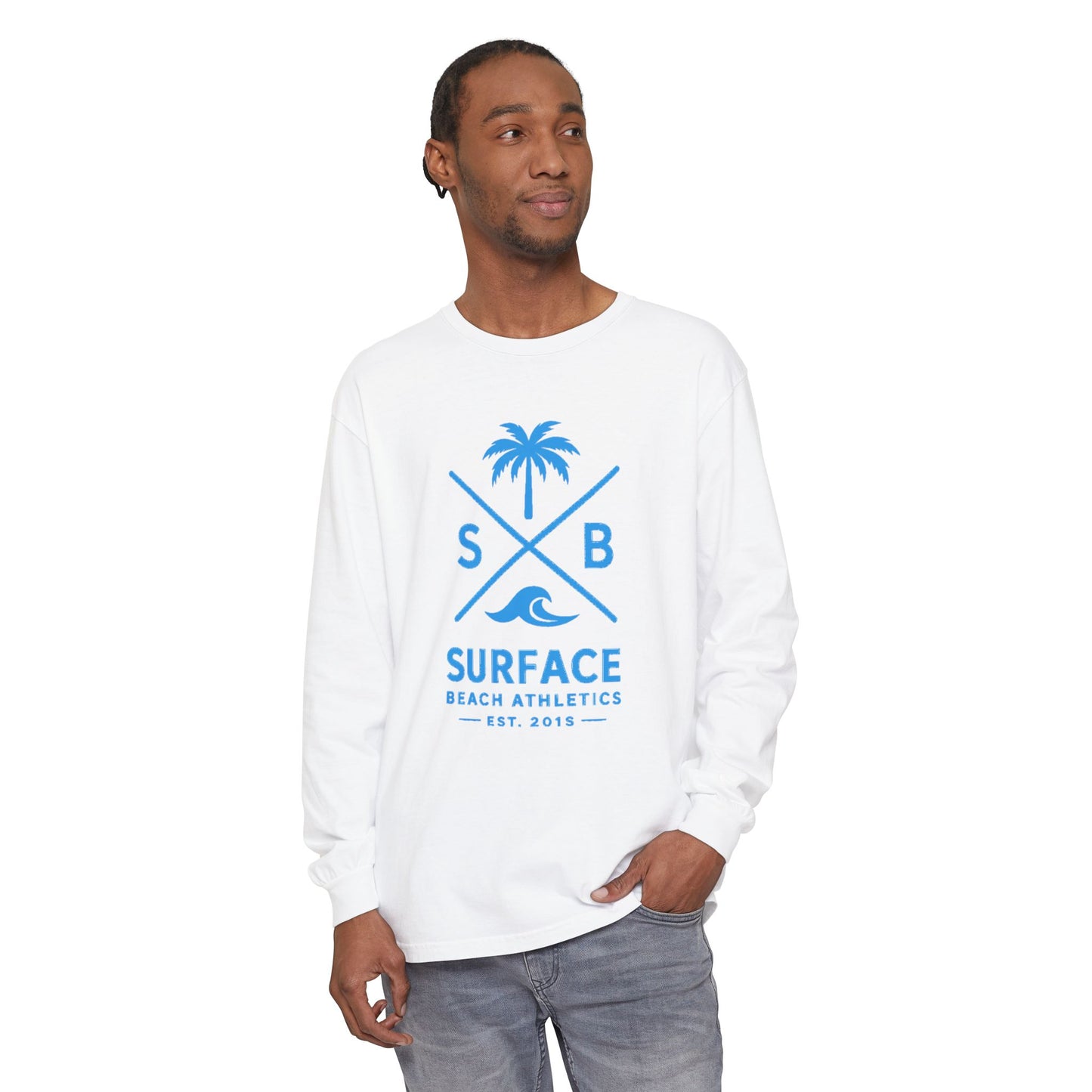 Surface Beach Athletics Long Sleeve Tee — Palm & Wave Graphic Shirt