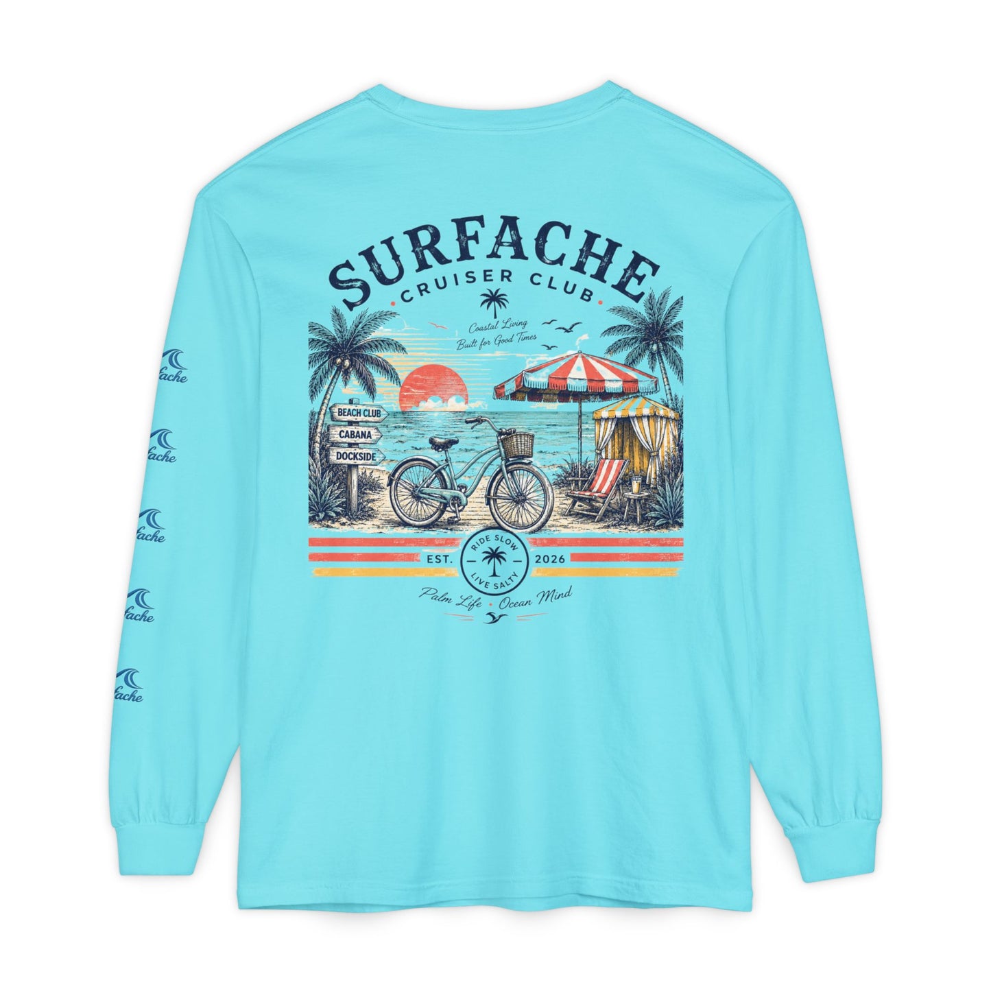 Surfache Cruiser Club Long Sleeve T-Shirt — Bike & Beach Graphic