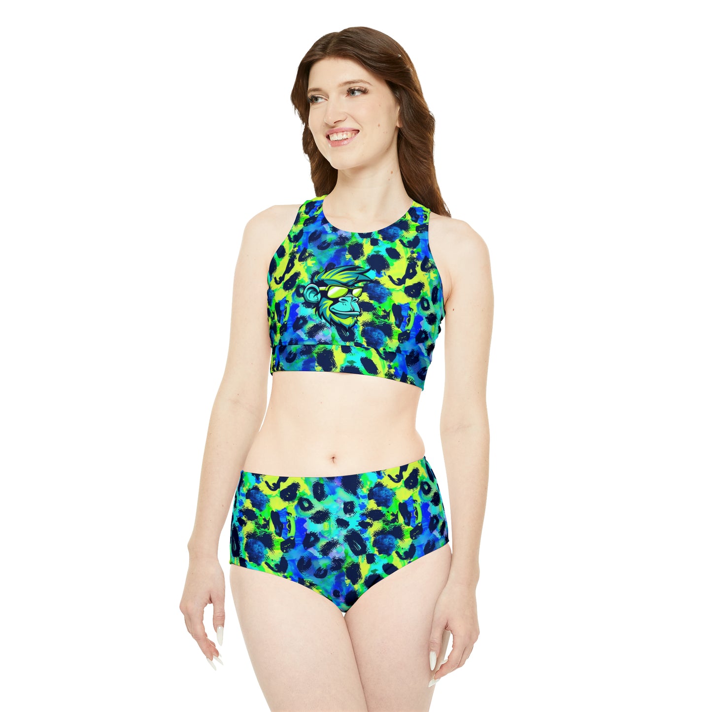 Mascot Surface Beach Volleyball Club Neon Palm Sporty Bikini Set