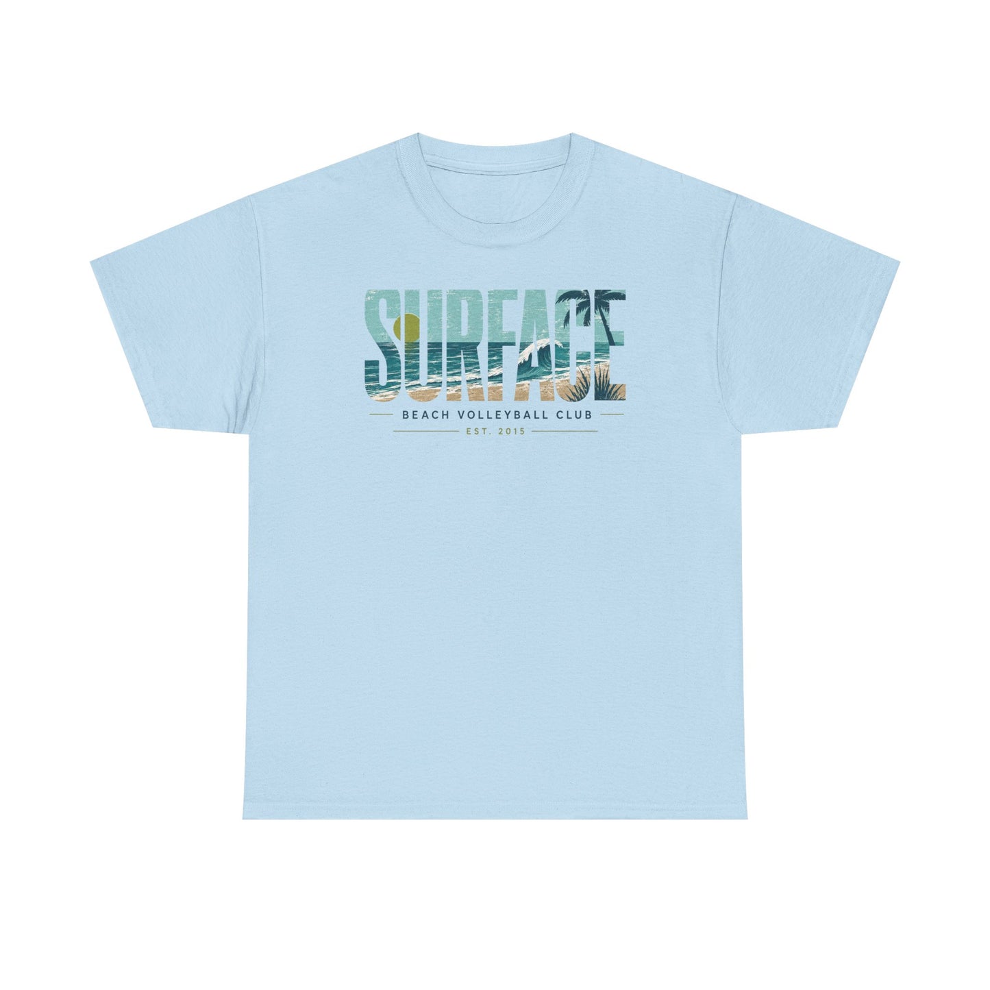 Surface Beach Volleyball Club Graphic Tee — Surf Photo Typography T‑Shirt
