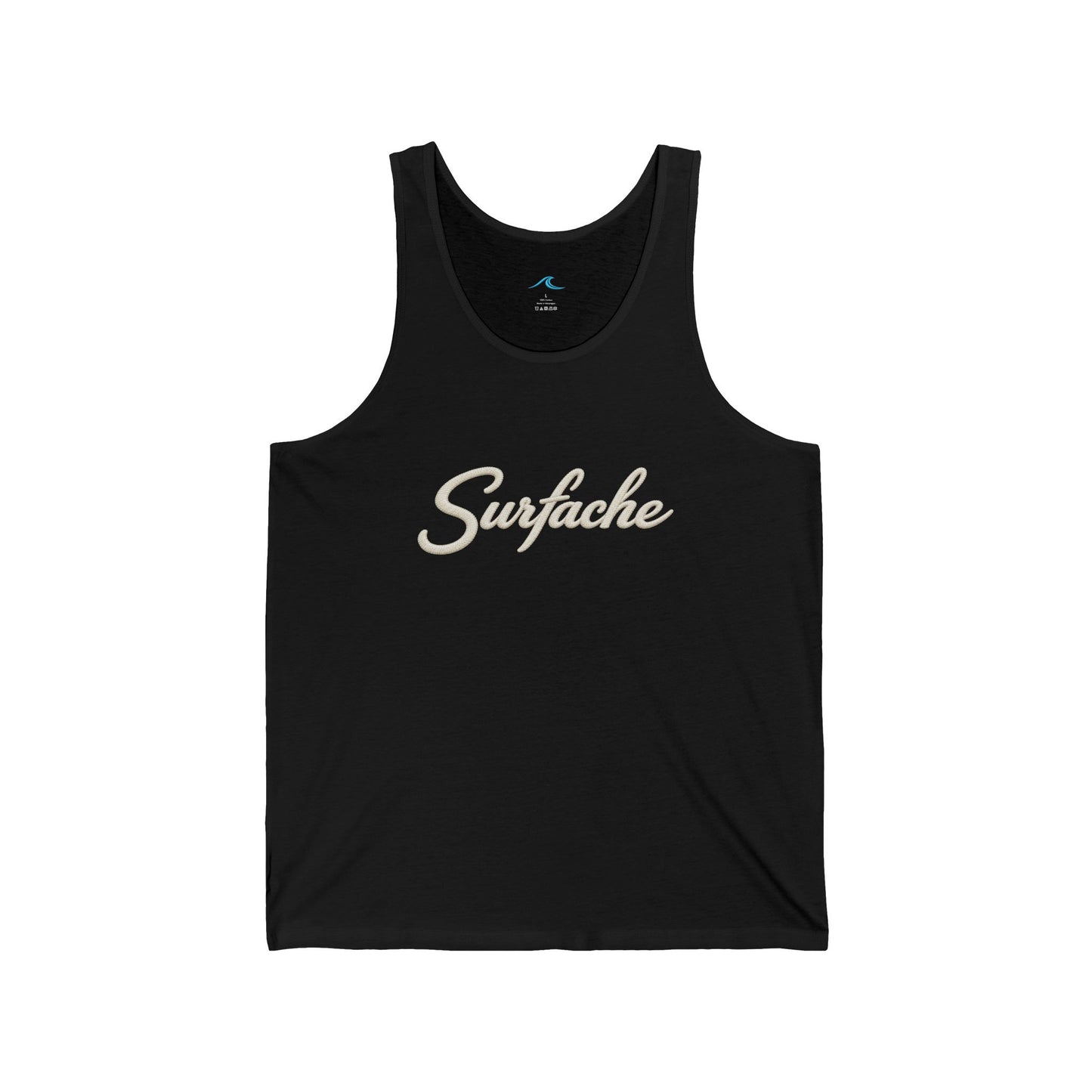 Surfside Beach Tank Top — Blue Palm & Wave Logo 'Surface' Athletic Tank