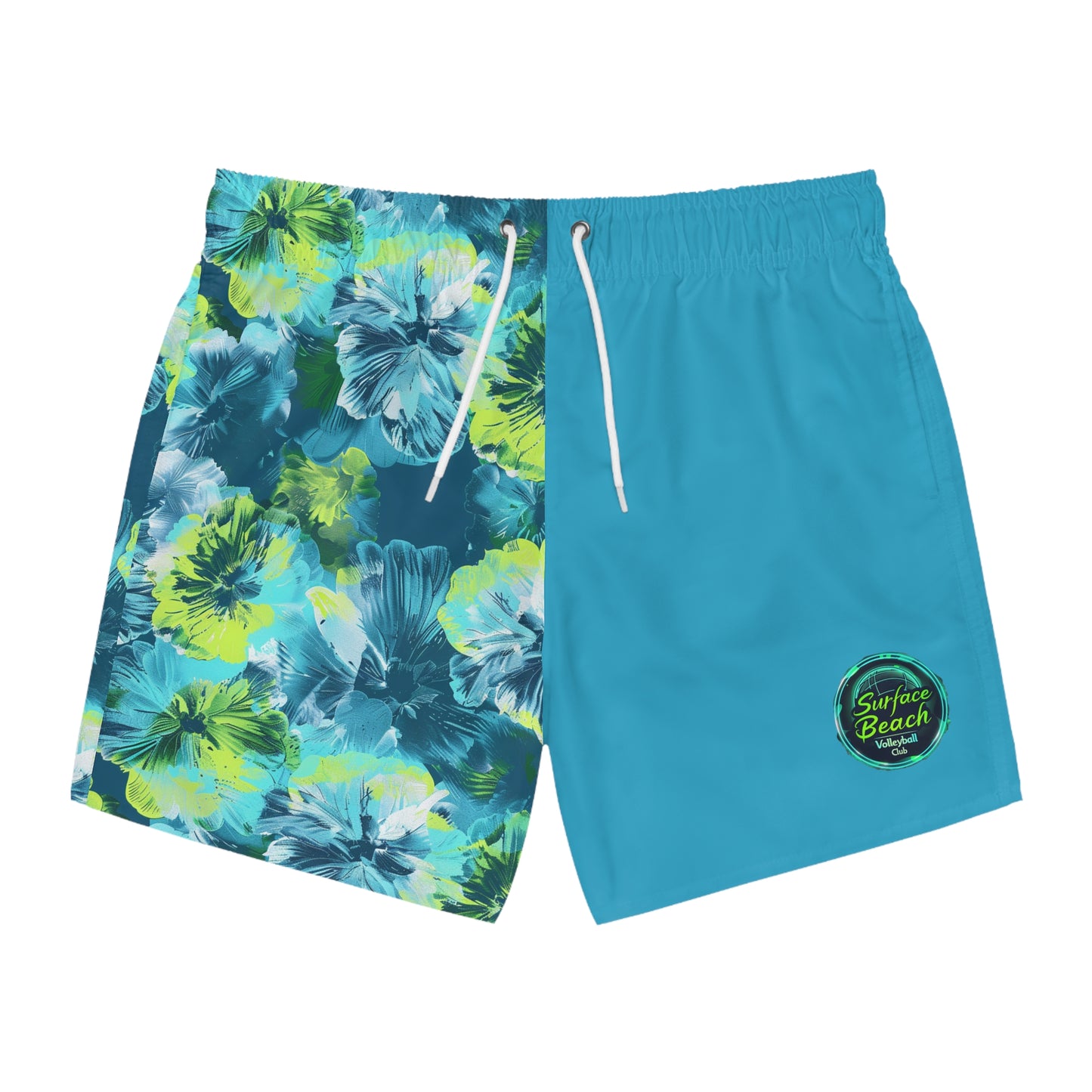 Hibiscus Icon Color Block Surface Beach Volleyball Club Modern Swim Trunks