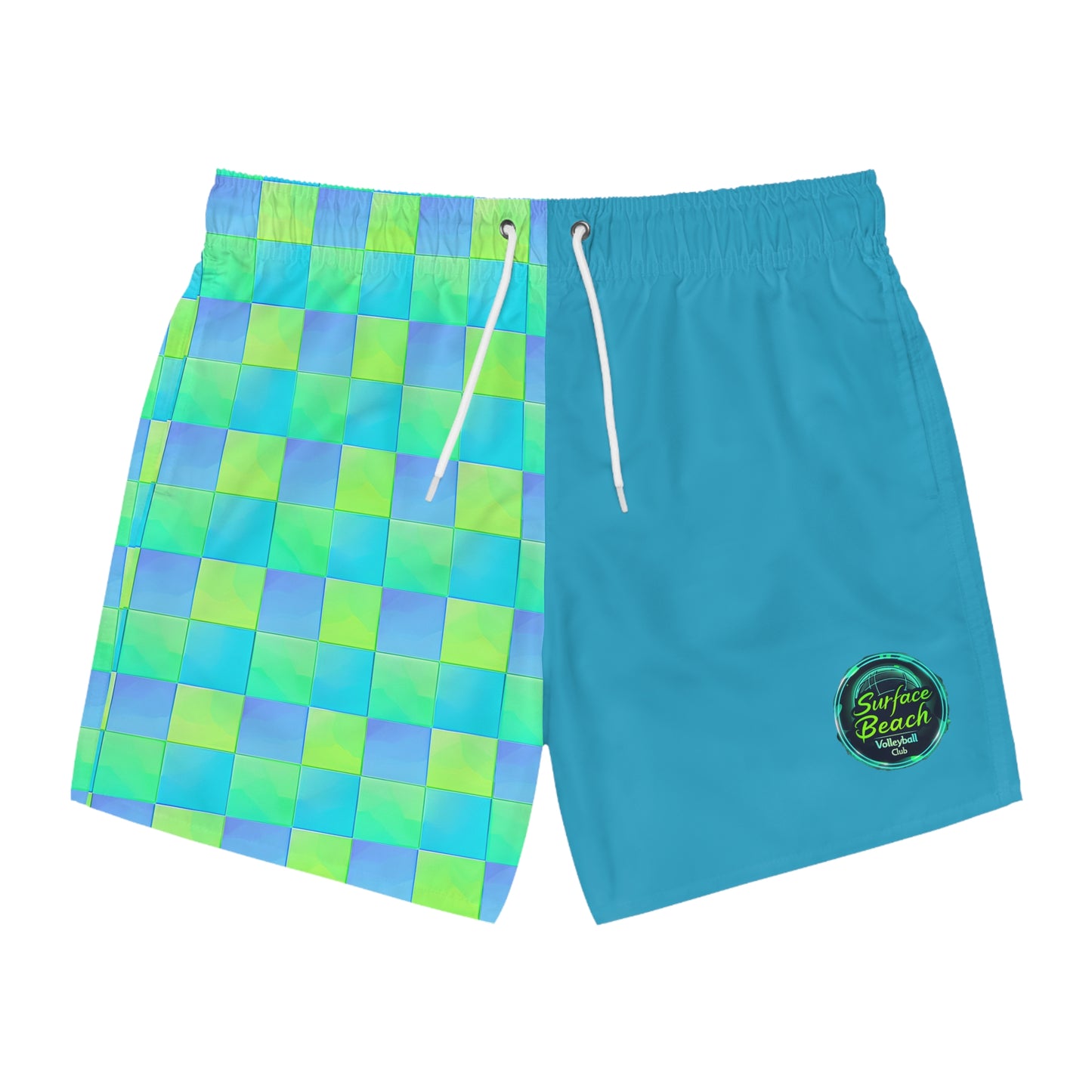 Checkered Icon Color Block Surface Beach Volleyball Club Modern Swim Trunks