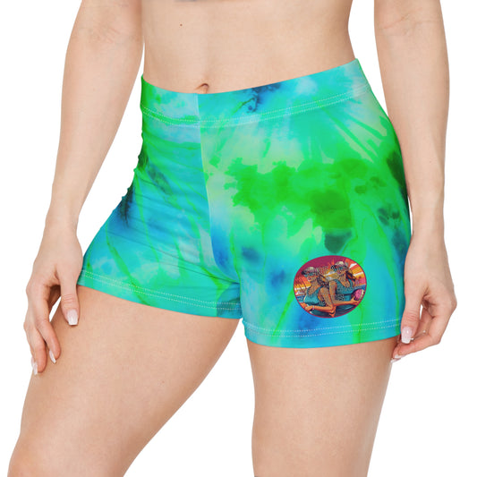 Surface Beach Volleyball Club Tie Dye Athletic Spandex Workout Yoga Women's Shorts (AOP)
