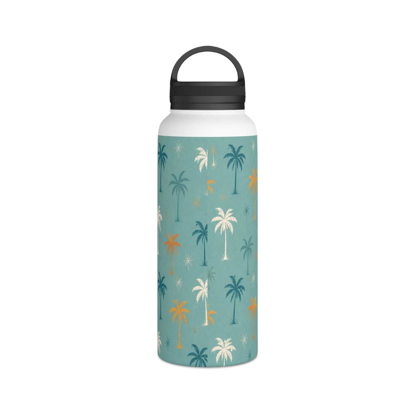Surface Beach Volleyball Club Stainless Steel Water Bottle — Tropical Palm Handle Lid