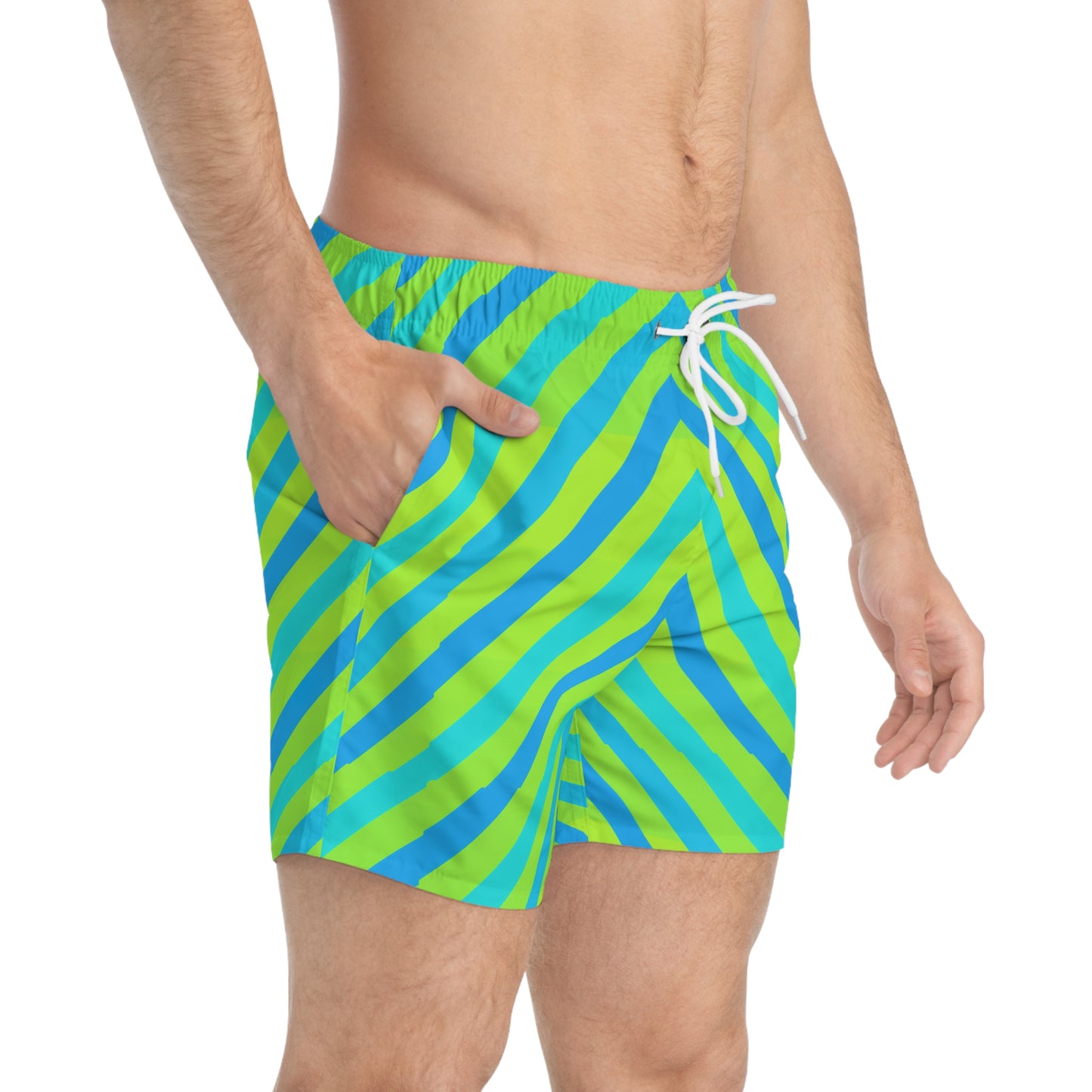 Moda Urbano Striped Modern Swim Trunk Volleys