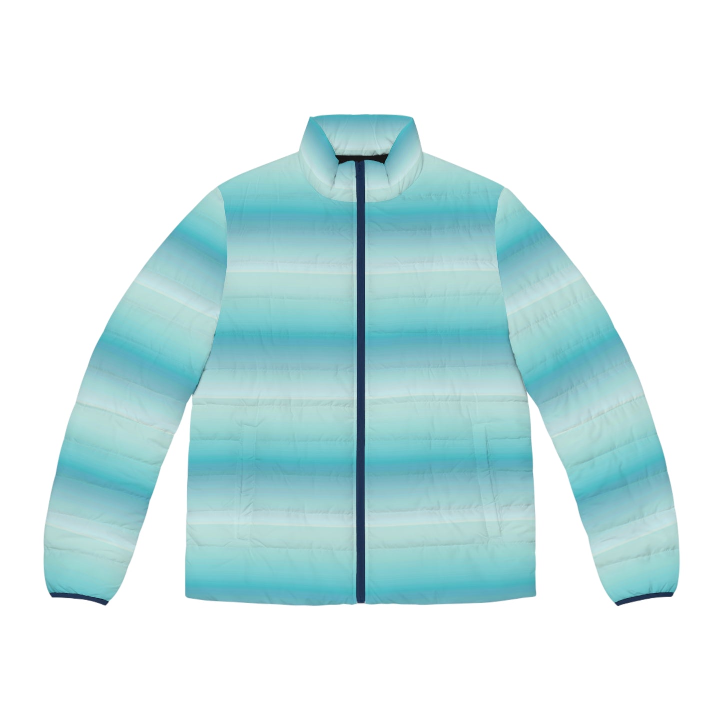 Aqua Ombre Puffer Jacket — Men's Lightweight Gradient Winter Coat