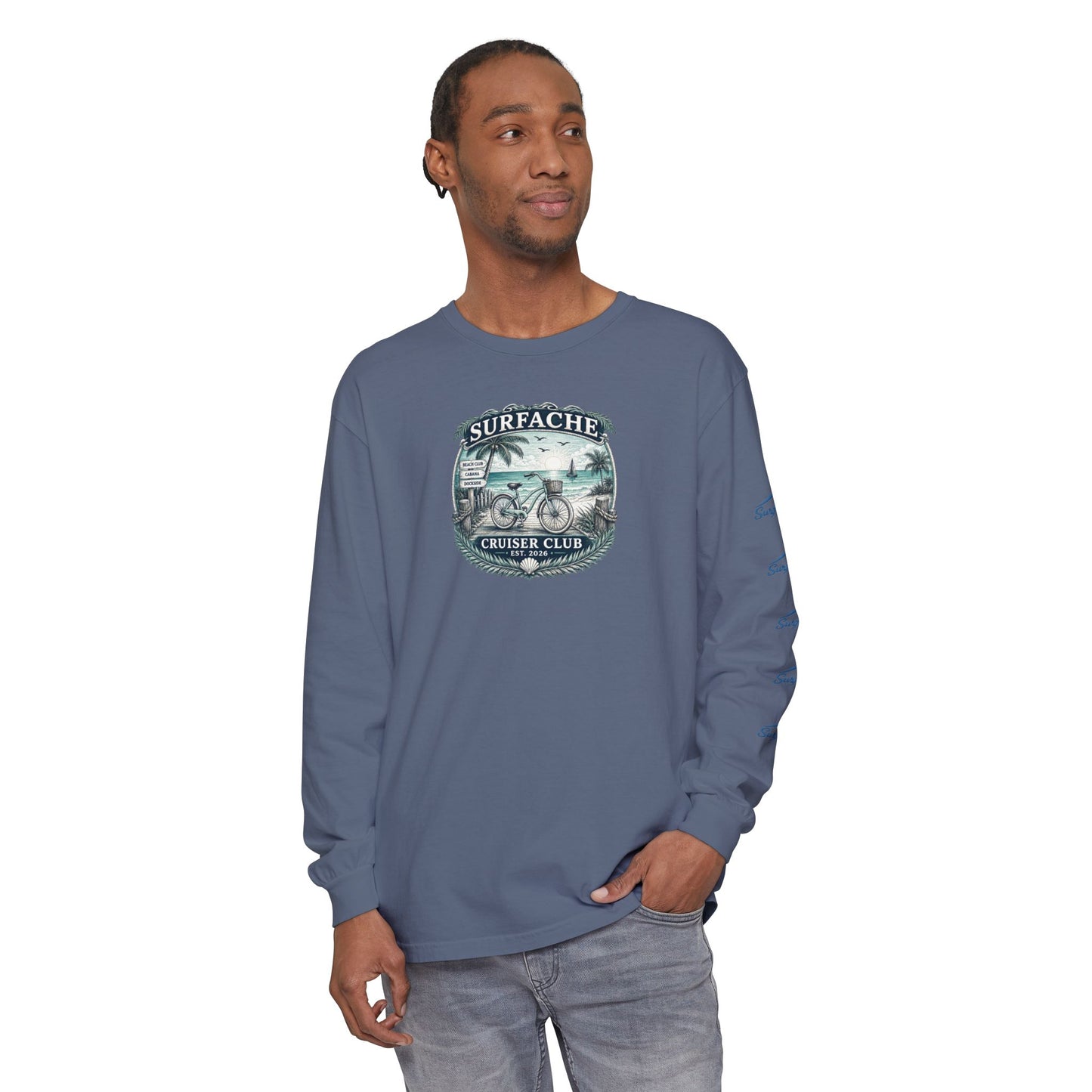 Surfache Cruiser Club Long Sleeve T-Shirt — Bike & Beach Graphic