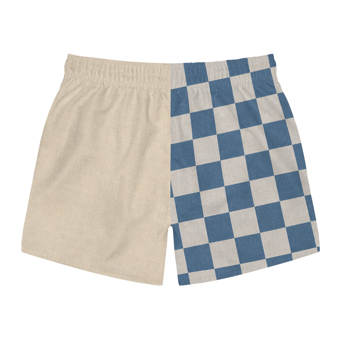 Surfache Club Checkerboard Split Swim Trunks — Retro Surf Logo Swim Shorts