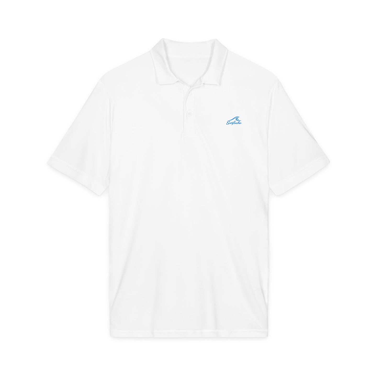 Surfache Men's Performance Polo with Blue Wave Logo — Sporty Golf Shirt