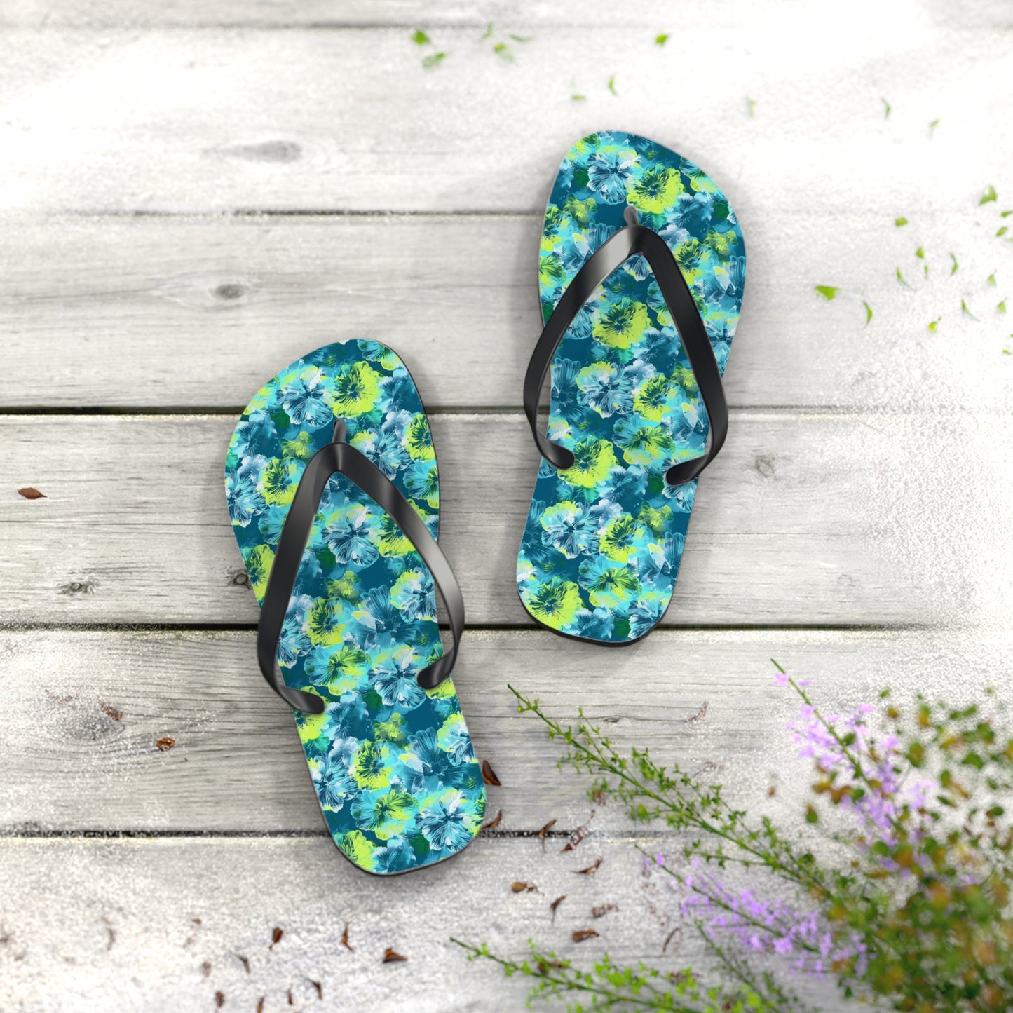 Floral Surface Beach Volleyball Club Designer Flip Flops