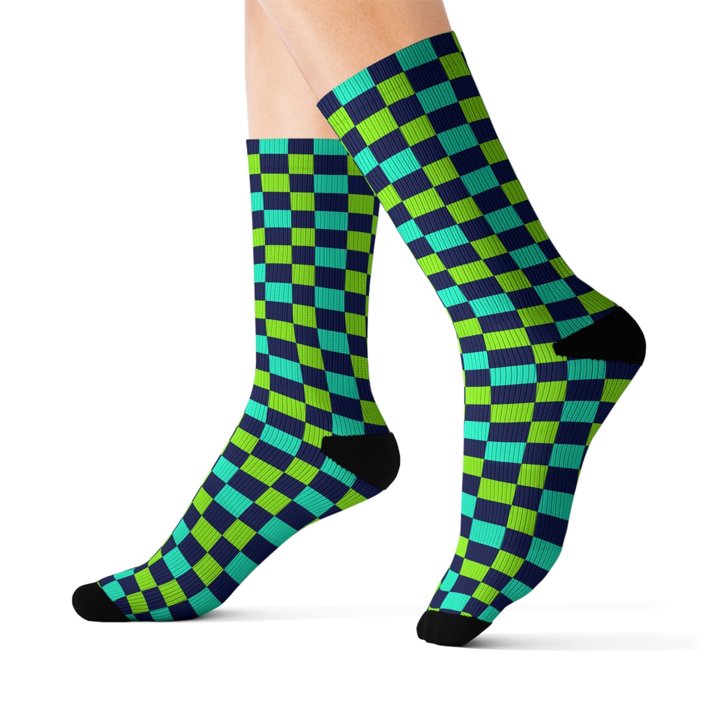 Moda Urbano Checkered Breatheable Moisture Wicking Performance Printed Fashion Sublimation Socks