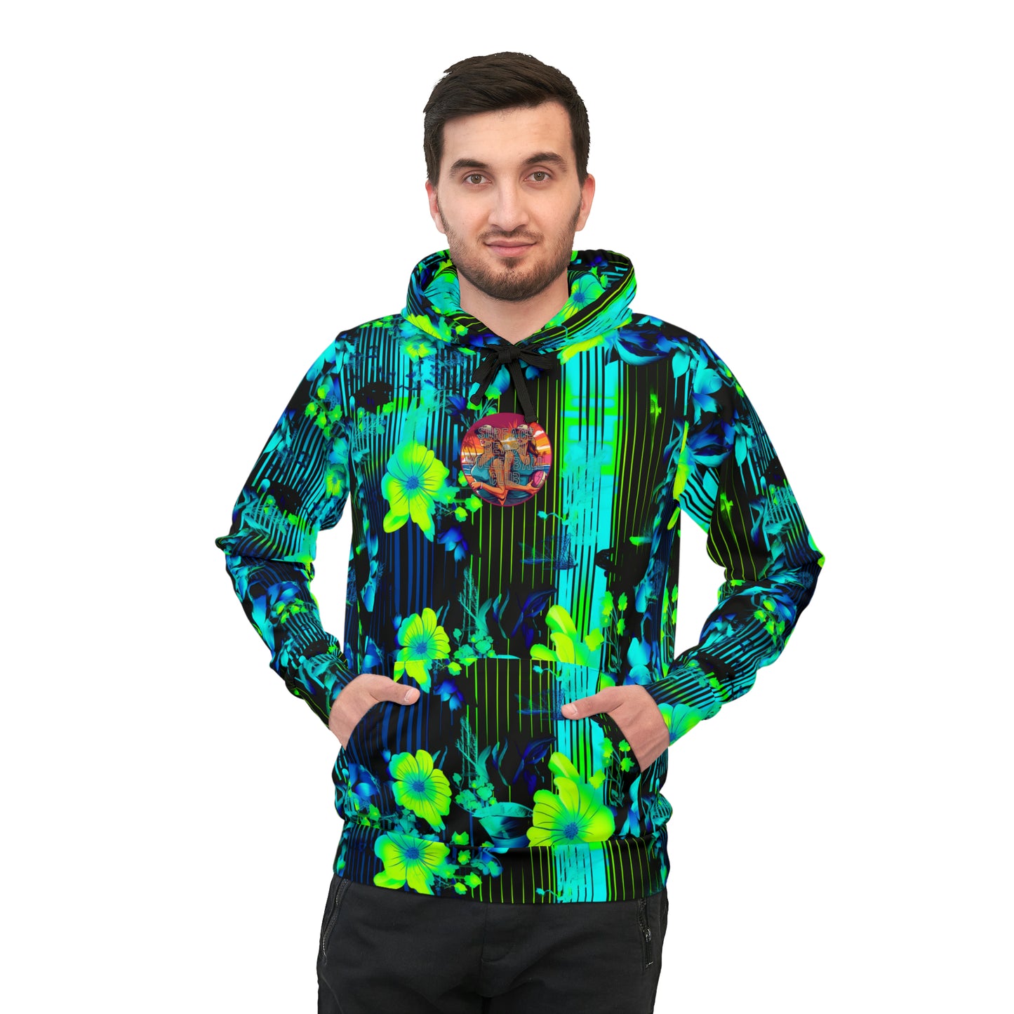 Surface Beach Volleyball Club Floral Striped Sublimated Designer Athletic Hoodie