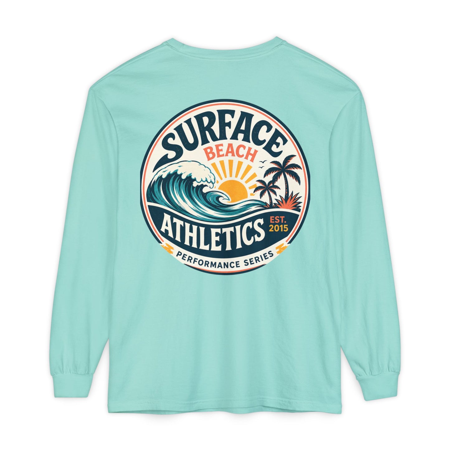 Surface Beach Athletics Long Sleeve Tee — Surf Waves Sunset Graphic