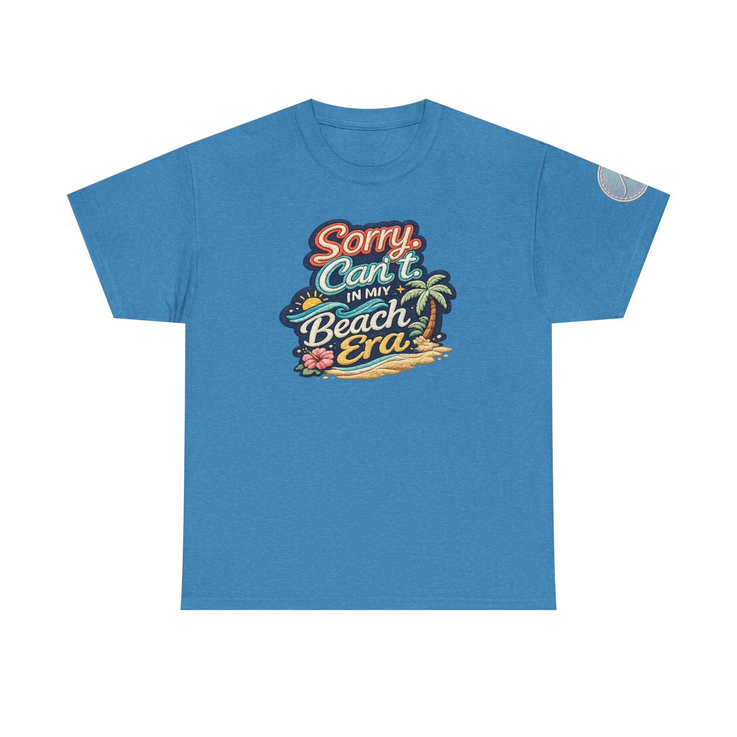 Sorry Can't, In My Beach Era — Retro Tropical Palm Beach Vacation T‑Shirt