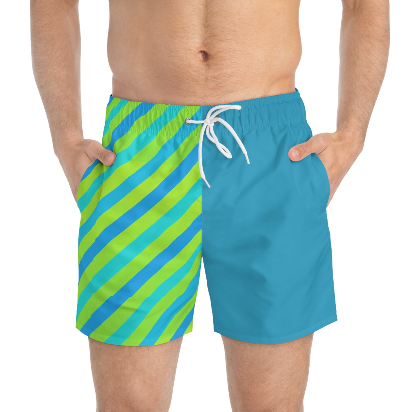 Moda Urbano Striped Color Block Modern Swim Trunk Volleys