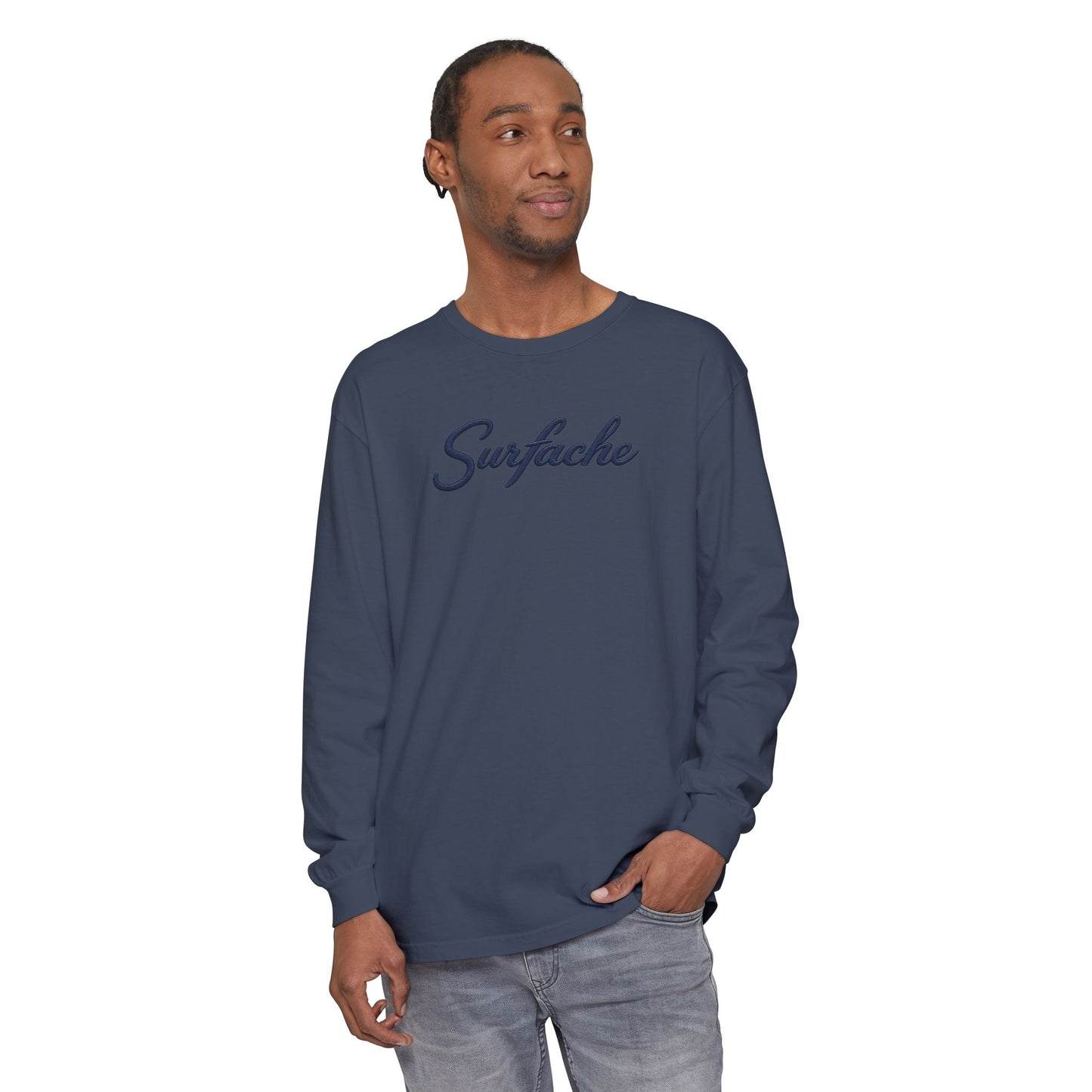 Surfache Long Sleeve T-Shirt — Script Logo Front & Wave Patch Back