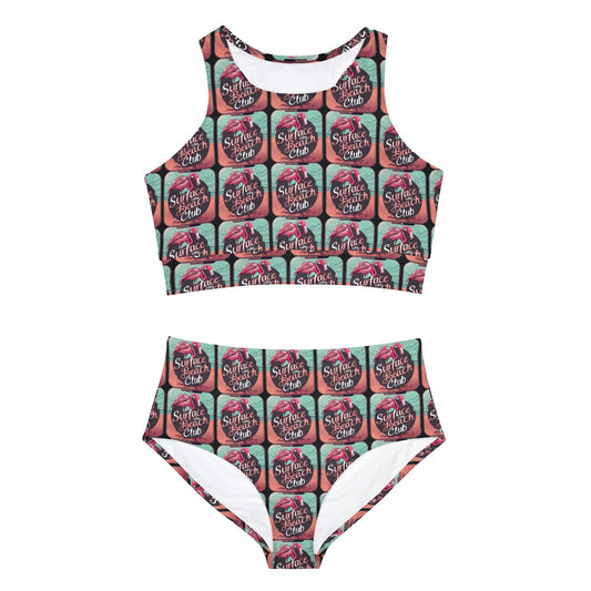 Flamingo Icon Surface Beach Volleyball Club Neon Palm Sporty Bikini Set