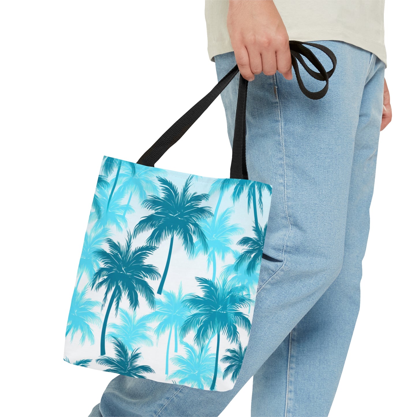 Cyan Palm Tree Travel Tote Bag