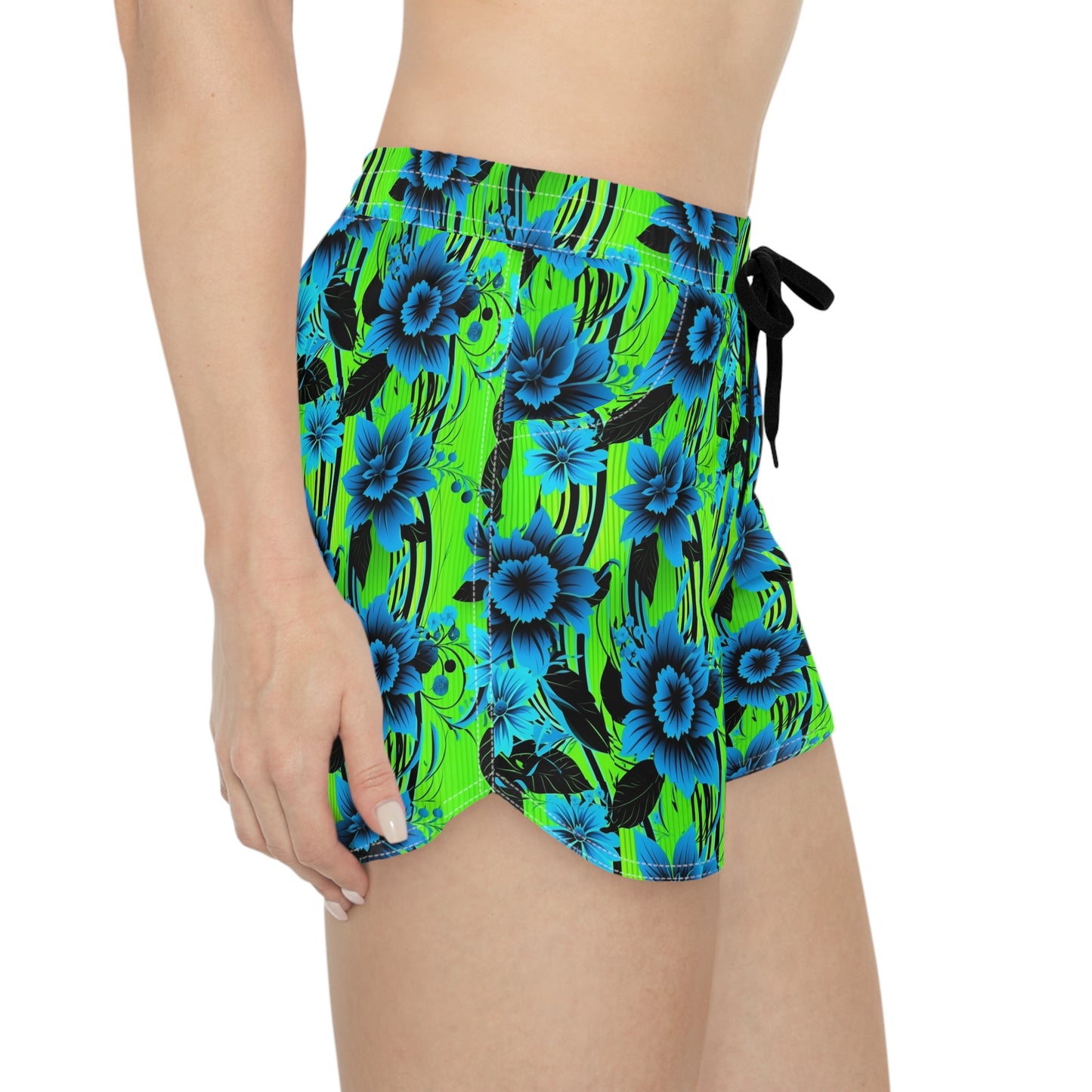 Surface Beach Volleyball Club Floral Striped Logo Cover Up Women's Casual Shorts (AOP)